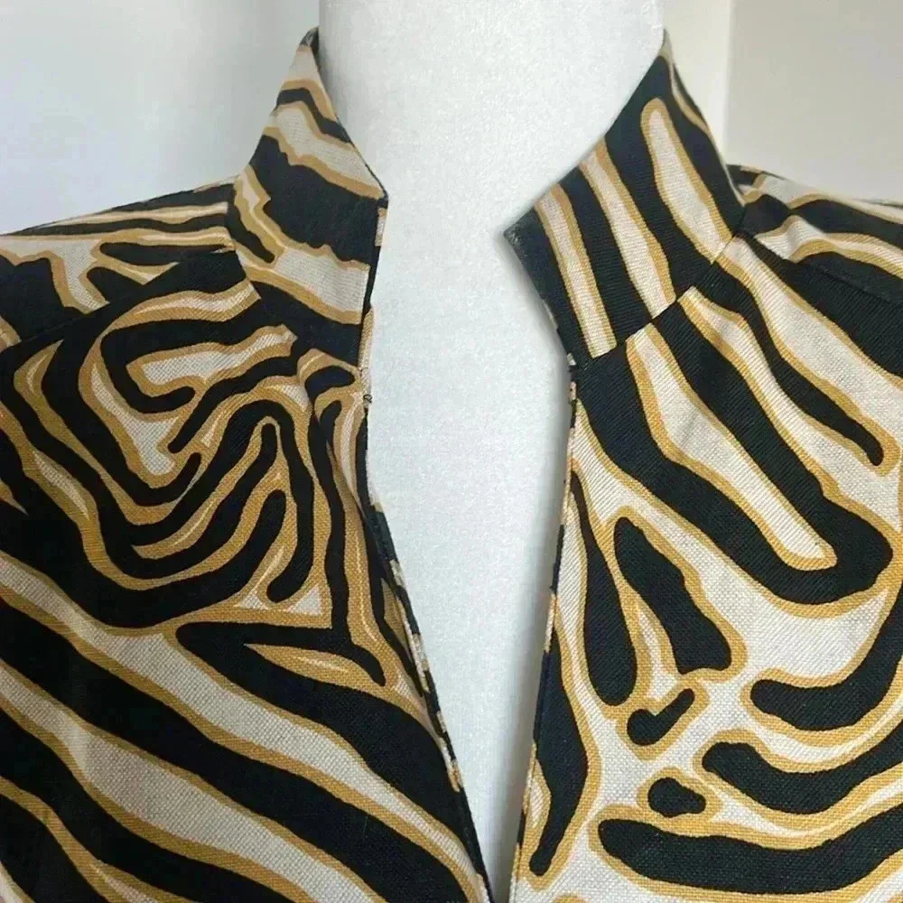 MetroStyle 90's Vintage Jacket Animal Print Linen Y2K Size 12 - Picture 3 of 6